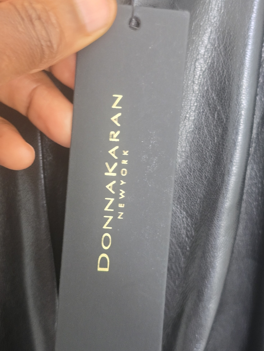 Donna Karan New York Black Faux Leather Wide Leg Jumpsuit Size 2 Halter Neck - Picture 10 of 14